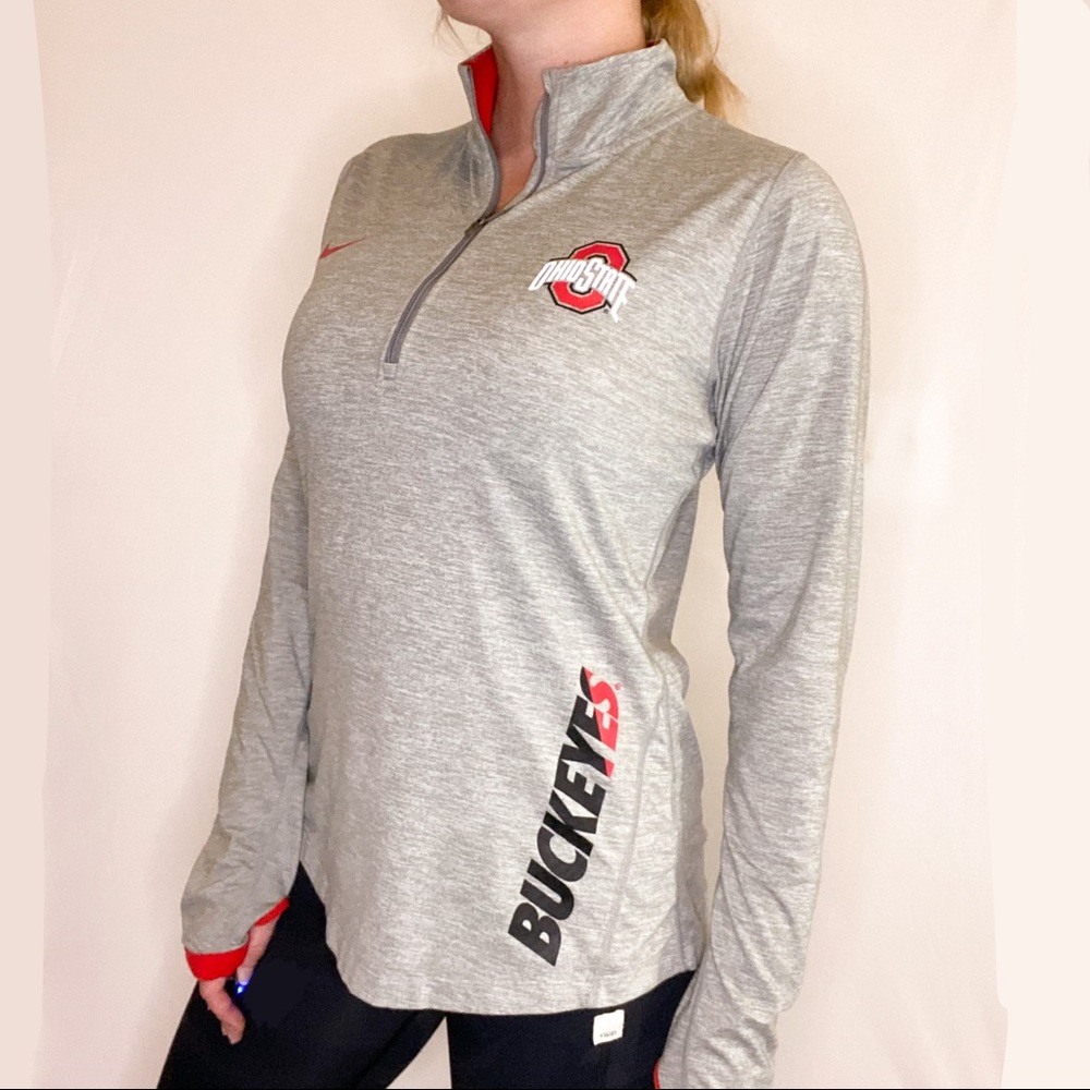 Nike Ohio State Buckeyes Dri-Fit quarter zip long-sleeve top, size medium